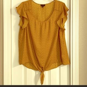 OLM Mustard & black Tie Front Blouse, EUC, size 2X